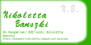 nikoletta banszki business card